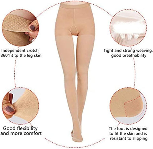 KISSLIFE 2 20-30 mmHg Pairs Compression Pantyhose Women Support Hose Closed Toe Graduated Compression Stockings