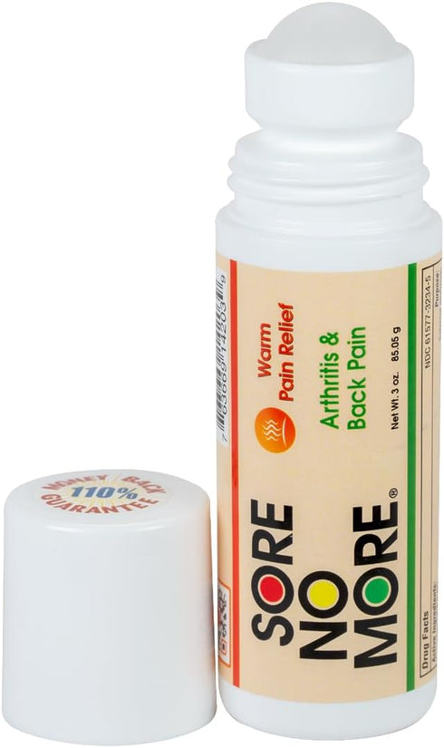 Sore No More Warm Arthritis Pain Relief Roll On - 3 oz, Non-Greasy Formula for Aches and Pains
