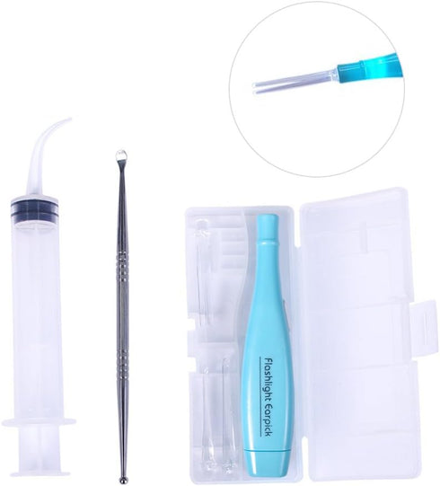 Rancoo Lighted Earwax Removal Tool (Blue) - Tonsil Stone Removal, 3 Tips, 1 Cleaning Tool, Stainless Steel Kit