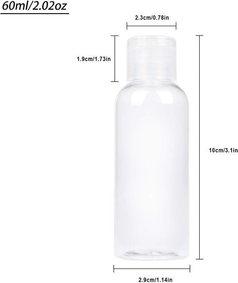 TRENDBOX 6 Pack Plastic Empty Bottles with Flip Cap for Shampoo, Lotions, Liquid Soap, Cream (2 oz / 60 ml)