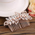 Kercisbeauty Wedding Bridal Rhinestone Crystal Leaf Hair Comb - Rose Gold Slide for Bridesmaids, Prom, Bun Hair