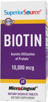 Superior Source Biotin 10,000 mcg - Daily Supplement for Hair Health & Growth, 60 Sublingual Tablets