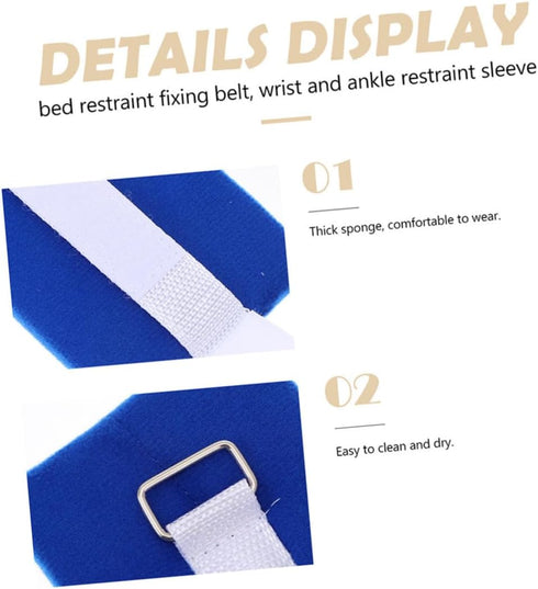 HAKIDZEL 4Pcs Patient Hospital Limb Holders for Blue Strap for Bedridden Safety Easy to Use with Quick Release Buckle