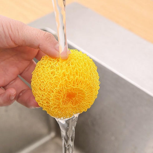 2 PCS Yellow Duck + Yellow Chicken Dish Brush Handle, Built-in Scraper for Pans, Pots, Kitchen Cleaning