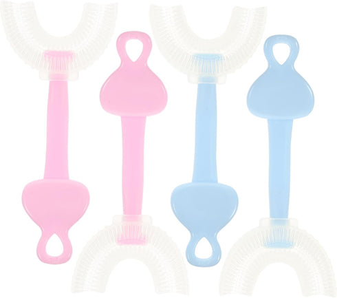FRCOLOR Kids U-Shaped Toothbrush Set 4pcs Soft Silicone Baby Oral Cleaner Fun