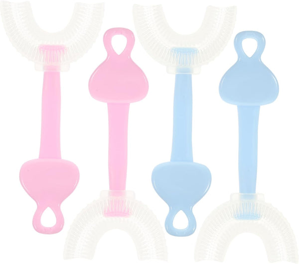 FRCOLOR Kids U-Shaped Toothbrush Set 4pcs Soft Silicone Baby Oral Cleaner Fun