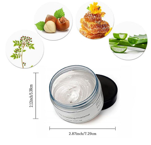 White Hair Color Wax, Natural Hairstyle Wax 4.23 oz, Temporary Cream for Party, Cosplay, Halloween
