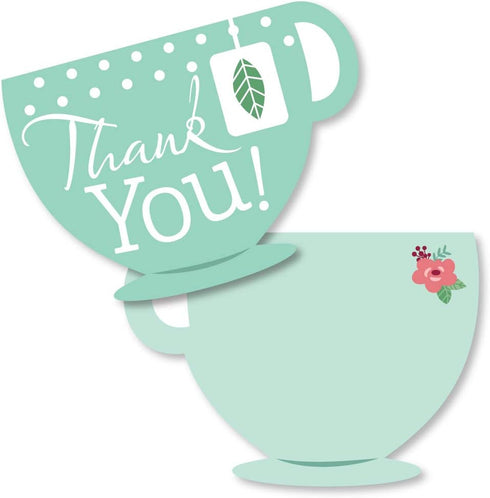 Big Dot of Happiness Floral Lets Par-Tea - Shaped Thank You Cards