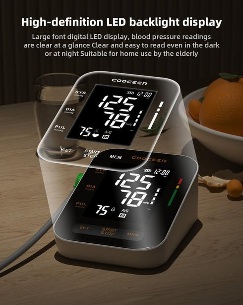 Automatic Blood Pressure Monitor: X8 Digital Machine for Home Use with Adjustable BP Cuff (8.7-16.5") and Large Backlit