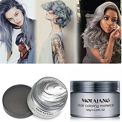 Temporary Silver Gray Hair Spray Color, Luxury Coloring Mud Grey Hair Dye Wax, Washable Treatment for Party