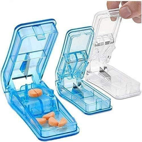 Pill Cutter (Pack of 3) - V-Grip Pill Crusher and Transparent Splitter for Vitamins and Medication