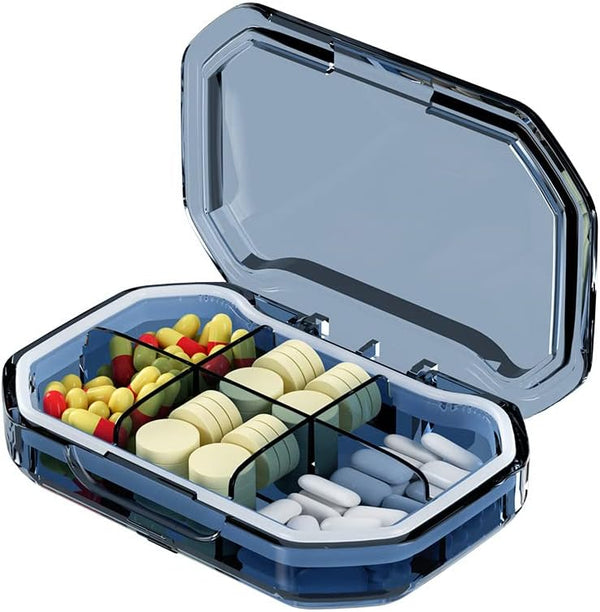 Wopanxye Travel Pill Organizer, 6 Compartments Pill Case Container, Compact Portable Medicine Dispenser