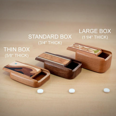 Pocket-Sized Pill Organizer - Standard Walnut Wood with Burl Maple Inlay