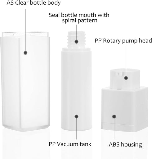 NOLITOY 3Pcs 30ml Airless Pump Bottles - Lotion Dispenser Travel Size Pump Container for Cosmetics Skin Care
