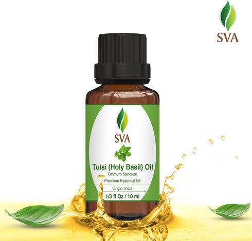 SVA Holy Tulsi Essential Oil – 1/3 Fl Oz – 100% Natural for Diffuser, Hair Care, Skin Care, Aromatherapy, Massage