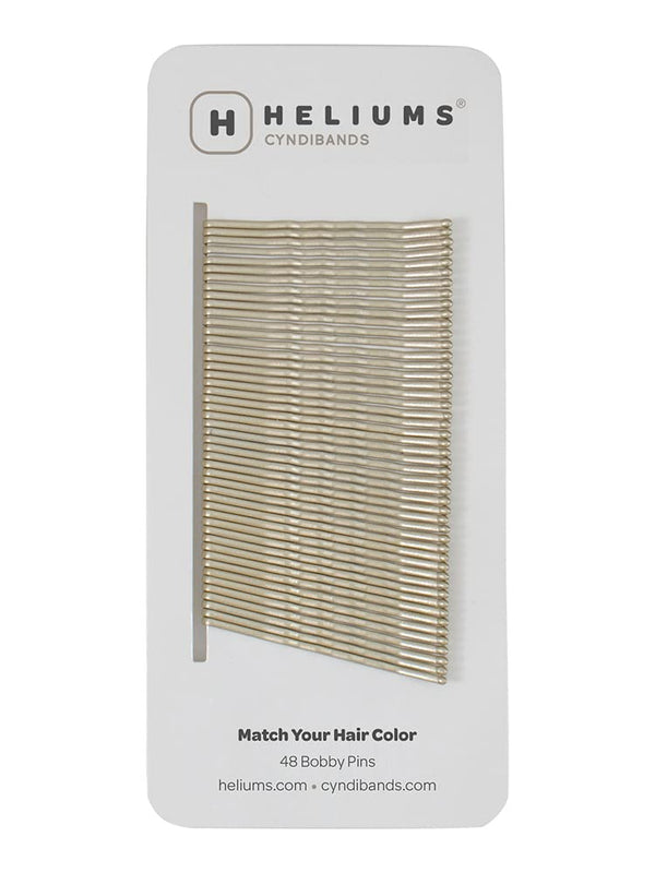 Heliums Bobby Pins - Light Ash Blonde, 2 Inch Wavy Hair Pins, 48 Count Matte Metallic Color