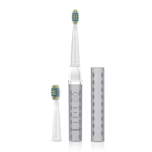 Voom Sonic Pro 3 Rechargeable Electric Toothbrush, Silver with Soft Dupont Nylon Bristles and 2-Minute Timer