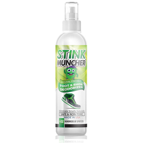 Stink Muncher Natural Enzyme Shoe Deodorizer Spray, Foot Odor Eliminator & Freshener, Made In the USA