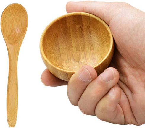 Mask Bowl- Cute Small Skin Care Mask Bowl Eco Bamboo Mask Mixing Tool Sets for Ladies Women DIY Cosmetic Tool Kit