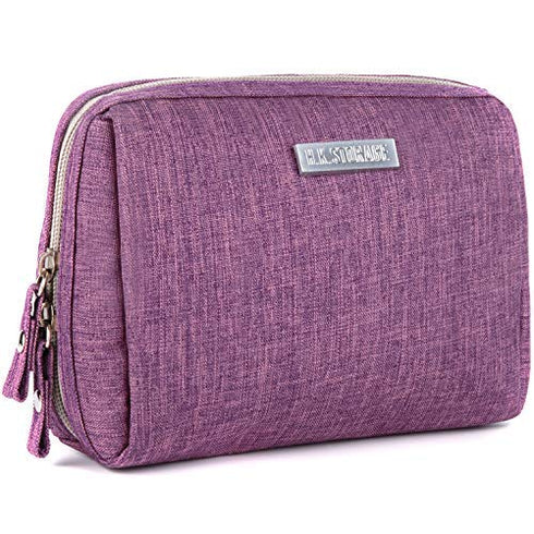 Narwey Small Makeup Bag for Purse, Mini Cosmetic Pouch with Compartments for Women (Small, Purple)