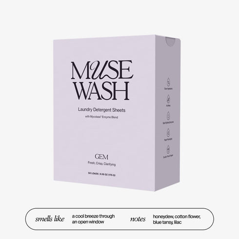 MUSEWASH Packaging (50 1 Laundry Detergent Sheets | Enzyme-Powered, Vegan, Paraben-Free | Luxury Scents | Plastic-Free
