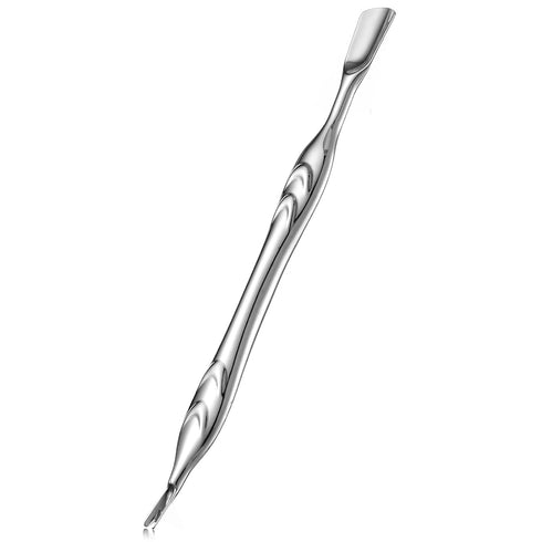 Stainless Steel Cuticle Pusher with Fork - Dual Head Cutter Trimmer Remover, 2-in-1 Anti-slip Nail Care Tool