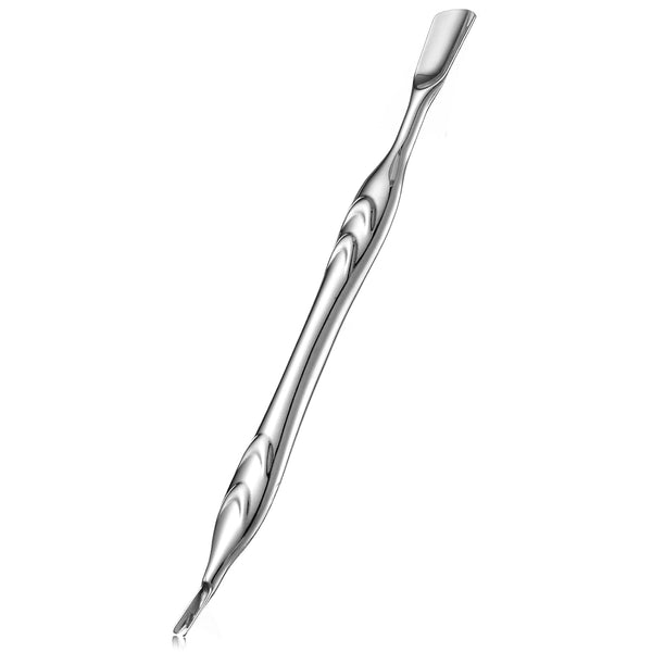 Stainless Steel Cuticle Pusher with Fork - Dual Head Cutter Trimmer Remover, 2-in-1 Anti-slip Nail Care Tool