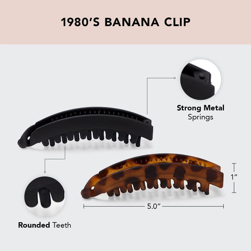 Kitsch Large Banana Hair Clips for Women, Cute Clips for Girls, Big Claw Clips for Thick & Thin Hair, 2pc