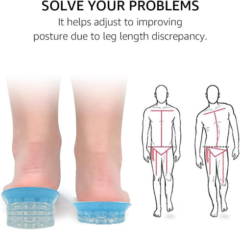 Dr.Foot Adjustable 5-Layer Height Increase Insoles - Silicone Heel Cushion Inserts for Men and Women
