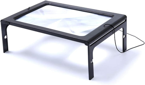Hands-Free Magnifying Glass, Large 3X Rectangular LED Lighted Magnifier, Portable for Elder