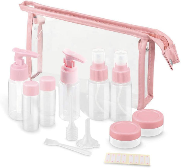 Vitog Travel Bottles Kit, TSA Approved Leak Proof Portable Toiletry Containers Set, Clear PET Flight Size, Set of 11