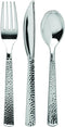 Silver Pebbled Plastic Cutlery Combo Set Durable Disposable Forks, Spoons, and Knives