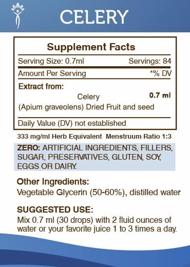 Secrets of the Tribe Celery Tincture, Alcohol-Free Liquid Extract, 2 FL OZ