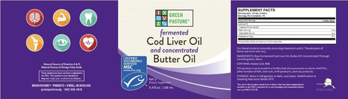 Green Pasture Butter Oil/Fermented Cod Liver Oil Blended Gel - 6.4 oz, Vitamin A & D, EPA, DHA, Omega Fatty Acids