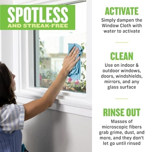 E-Cloth Window Cleaner Kit - Microfiber Towel Cleaning Kit for Streak-Free Windows, Car Windshield, Mirrors - Alaskan