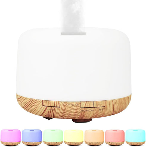 Harindiver 500ml Premium Essential Oil Diffuser,Quiet 4-in-1 Ultrasonic Aromatherapy Humidifier,7 Color LED Lights,with
