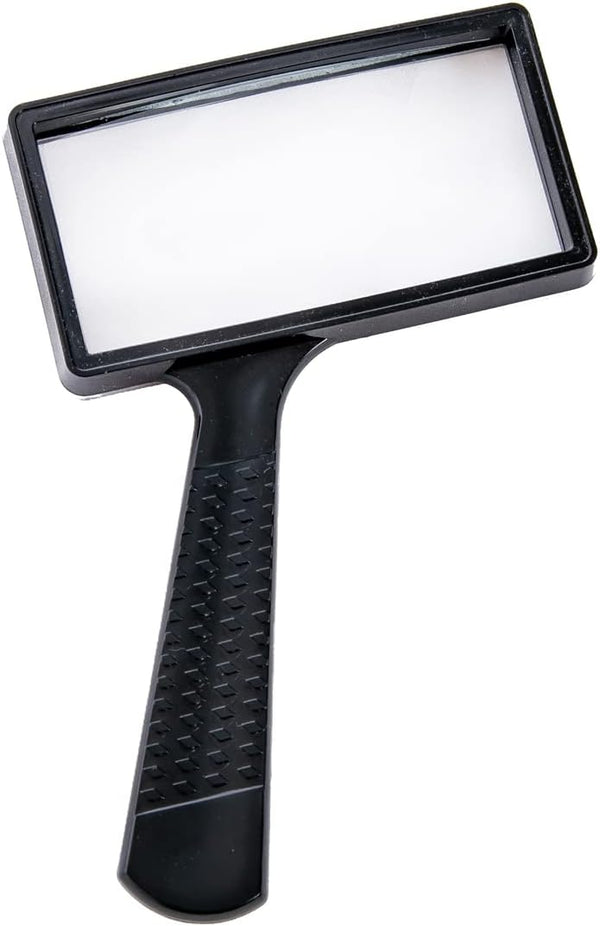 Large Handheld Magnifying Glass, 5X Magnification, 4x2 inches, Scratch Resistant Glass Lens for Seniors Reading,