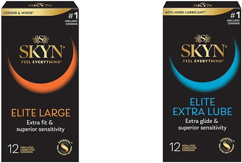 SKYN Elite Large and Extra Lube Ultra-Thin Lubricated Latex-Free Condoms (12 Count)