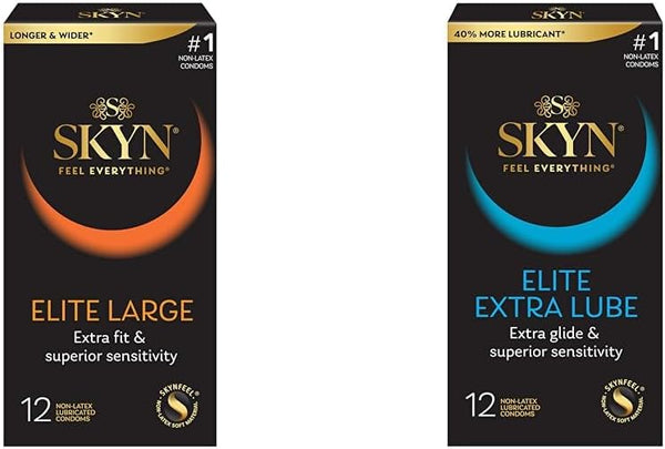 SKYN Elite Large and Extra Lube Ultra-Thin Lubricated Latex-Free Condoms (12 Count)