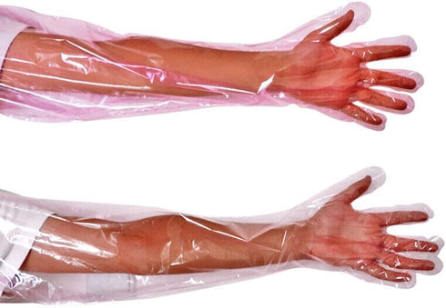 50pcs Disposable Long Plastic Gloves - Veterinary Insemination Gloves, Full Arm Long Sleeve