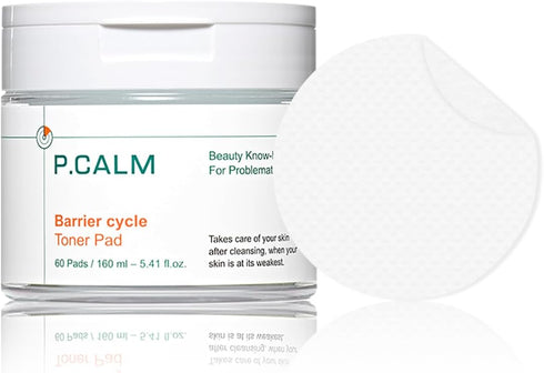P.CALM Barrier Cycle Toner Pad 60 Pads | Korean Skincare Daily Toner Pads for Calming and Hydrating Sensitive Skin