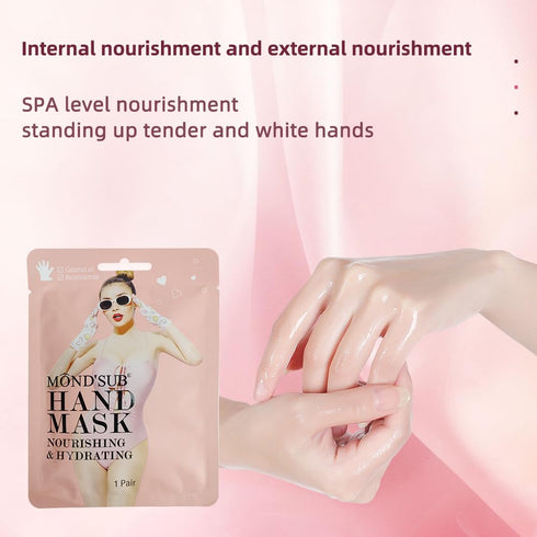 MOND'SUB Moisturizing Hand & Foot Masks (3 Glove & 3 Socks) for Dry Hand, Dry & Cracked Heel Spa Masks Argan Oil + Coconut Oil + Nicotinamide for man woman