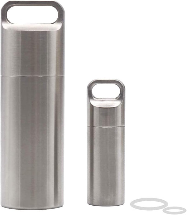 HRX Package Waterproof Stainless Steel Pill Case Keychain, Durable Small Pill Box for Men, Outdoor EDC Tool