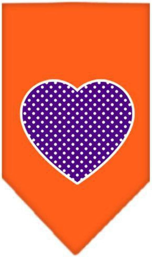 Mirage Pet Products Large Purple Swiss Dot Heart Screen Print Bandana, Navy Blue