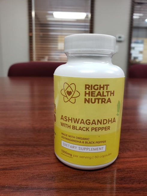 Ashwagandha Capsules - 1300mg Per Serving, 60 Count, with Black Pepper for Maximum Absorption