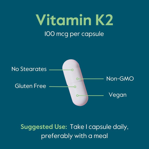 BESTVITE Vitamin K2 100 mcg as MK-7, 120 Vegetarian Capsules, Vegan, Non-GMO, Gluten Free