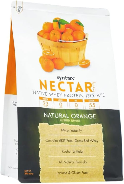 Syntrax Nutrition Nectar Naturals - 100% Whey Isolate Protein Powder, Natural Orange, 2 lbs