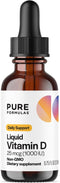 PureFormulas Liquid Vitamin D 25 mcg (1,000 IU) Drops for Daily Health, Non-GMO Vegetarian, 0.75 fl oz