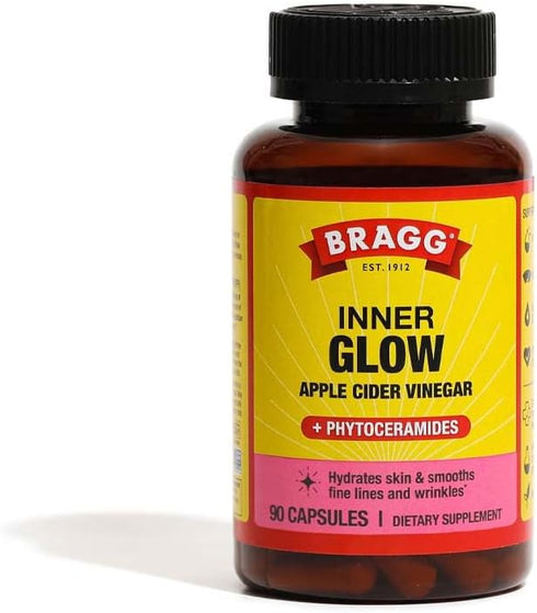 Bragg Inner Glow Apple Cider Vinegar and Phytoceramide Capsules - 750mg Acetic Acid for Energy & Weight Management