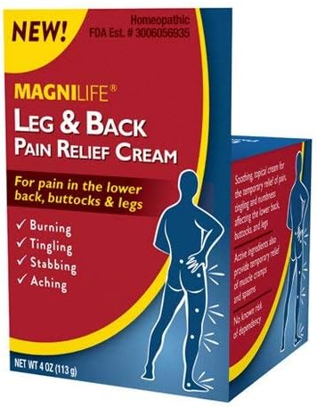 MagniLife Leg & Back Pain Relief Cream, 4oz - Fast-Acting Relief for Burning, Tingling, Stabbing Pains